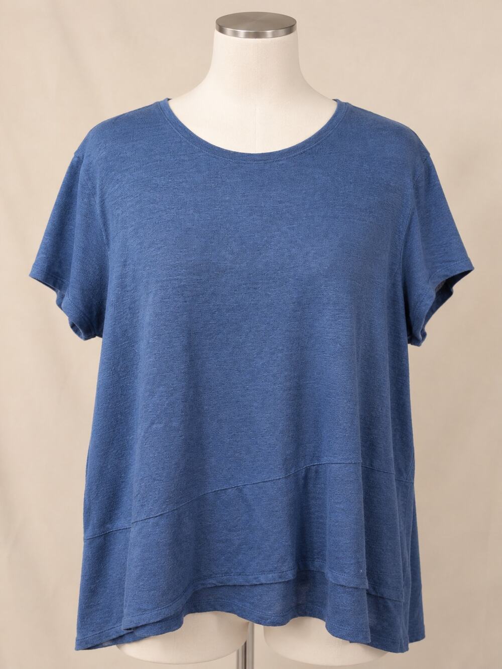 J.Jill Love Linen Women’s XL Blue 100% Linen Layered Hem Short Sleeve Top